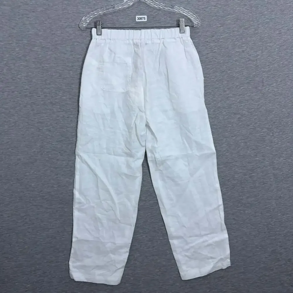 Quince Women's Size XS White European Linen Pants E-Waist Pull On